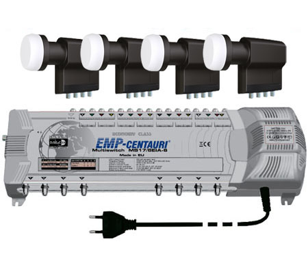 Multischalter 17-8 EMP + 4x Inverto Quattro LNB