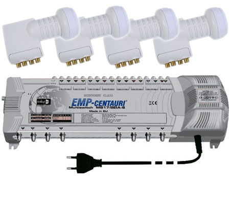 Multischalter 17-8 EMP + 4x Smart Titanium Quattro LNB 0,2 dB