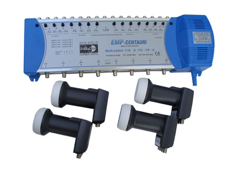 Multischalter 17-8 EMP + 4x Inverto Quattro LNB