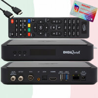 TiVuSat Karte 4K UHD + DIGIQuest Q60/Q90 4K H.265 S2+T2 Combo Receiver - TiVuSat zertifiziert (Karte aktiviert)