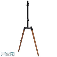 EasyLife - Design STAFFELEI Tripod TV-Stativ - Halterung bis 65 Zoll & 35 kg Fernseher/ Monitor - Schwenkbar & Höhenverstellbar - VESA bis 400x400 (Schwarz/ Nussbaum dunkel) - B-Ware