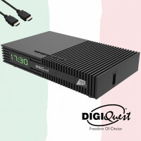 DIGIQuest Ti9 Sat Receiver DVB-S2 Full HD HEVC Tivusat zertifiziert mit HD Karte (nicht aktiviert) – Italienisches Fernsehen (RAI, Mediaset, LA7) Hotbird 13° + HTS e-com HDMI Kabel