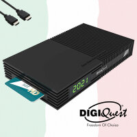 DIGIQuest Ti9 Sat Receiver DVB-S2 Full HD HEVC Tivusat zertifiziert mit HD Karte (nicht aktiviert) – Italienisches Fernsehen (RAI, Mediaset, LA7) Hotbird 13° + HTS e-com HDMI Kabel