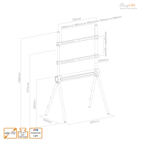 EasyLife - Design STAFFELEI 4-Bein TV Stativ mit LED Ambiente Beleuchtung bis 70 Zoll & 40 kg Fernseher / Monitor