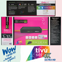 TiVuSat Karte 4K UHD + DIGIQuest Q90 4K H.265 S2+T2 Combo Receiver + 150Mbit WiFi - TiVuSat zertifiziert (Karte nicht akiviert)