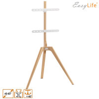 EasyLife - STAFFELEI Tripod Holz TV-Stativ 45 bis 65 Zoll, Schwenkbar & Höhenverstellbar - VESA bis 400x400 (Schwarz/ Buche hell)