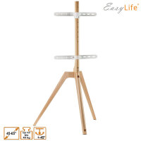 EasyLife - STAFFELEI Tripod Holz TV-Stativ 45 bis 65 Zoll, Schwenkbar & Höhenverstellbar - VESA bis 400x400 (Schwarz/ Buche hell)