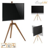 EasyLife - STAFFELEI Tripod Holz TV-Stativ 45 bis 65 Zoll, Schwenkbar & Höhenverstellbar - VESA bis 400x400 (Schwarz/ Nussbaum dunkel)