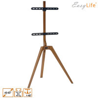 EasyLife - STAFFELEI Tripod Holz TV-Stativ 45 bis 65 Zoll, Schwenkbar & Höhenverstellbar - VESA bis 400x400 (Schwarz/ Nussbaum)