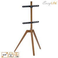 EasyLife - STAFFELEI Tripod Holz TV-Stativ 45 bis 65 Zoll, Schwenkbar & Höhenverstellbar - VESA bis 400x400 (Schwarz/ Nussbaum)