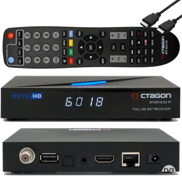 OCTAGON SFX6018 S2+IP - H.265 HEVC 1x DVB-S2 HD E2 Linux Smart Sat Receiver mit Aufnahmefunktion