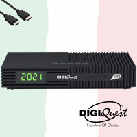 DIGIQuest Ti9 Sat Receiver DVB-S2 Full HD HEVC Tivusat zertifiziert mit aktivierter HD Karte – Italienisches Fernsehen (RAI, Mediaset, LA7) Hotbird 13° + HTS e-com HDMI Kabel