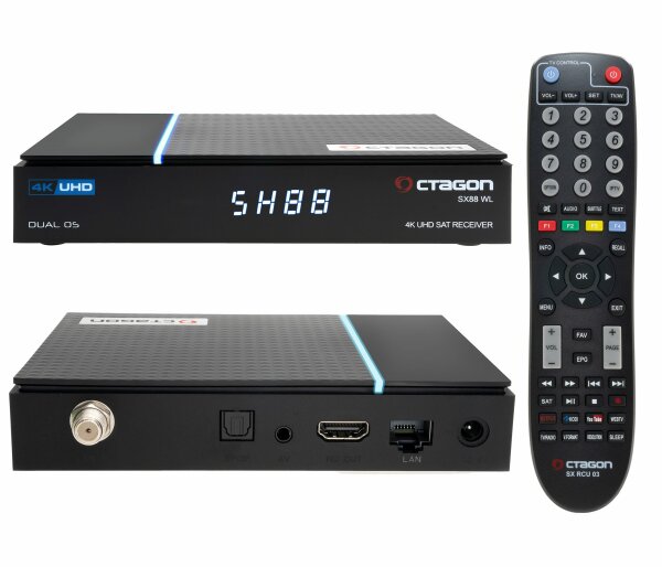 OCTAGON SX88 WL V2 4K UHD S2+IP 5G Wi-Fi 1xDVB-S2 E2 Linux Smart TV Sat Receiver