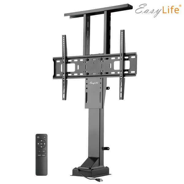 EasyLife - TV Lift / TV Bodenständer elektrisch mit Fernbedienung, 37 bis 65 Zoll, VESA bis 600x400 (schwarz)