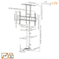 EasyLife - TV Lift / TV Bodenständer elektrisch mit Fernbedienung, 37 bis 65 Zoll, VESA bis 600x400 (schwarz)