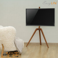 EasyLife - STAFFELEI Tripod Holz TV-Stativ 45 bis 65 Zoll, Schwenkbar & Höhenverstellbar - VESA bis 400x400 (Schwarz/ Nussbaum)