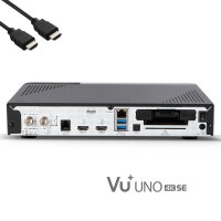 VU+ UNO 4K SE - UHD HDR 1x DVB-S2 FBC Sat Twin Tuner E2 Linux Receiver, YouTube, Satellit Festplattenreceiver, CI + Kartenleser, Media Player, USB 3.0 + 300 Mbit WiFi Stick