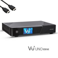 VU+ UNO 4K SE - UHD HDR 1x DVB-S2 FBC Sat Twin Tuner E2 Linux Receiver, YouTube, Satellit Festplattenreceiver, CI + Kartenleser, Media Player, USB 3.0 + 1TB HDD, 300 Mbit WiFi