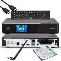 VU+ UNO 4K SE - UHD HDR 1x DVB-S2 FBC Sat Twin Tuner E2 Linux Receiver, YouTube, Satellit Festplattenreceiver, CI + Kartenleser, Media Player, USB 3.0 + 2TB HDD, 150 Mbit WiFi