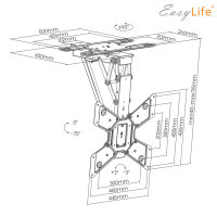EasyLife - TV Deckenhalter Smart Home elektrisch drehbar und schwenkbar, 23 bis 65 Zoll, VESA bis 400x400 (schwarz)