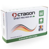 Octagon Spirit PRO MAX 8K UHD HDR10+ Smart Android TV OTT IP Media Streaming Box mit Widevine Level L1 Support, 5G WLAN, BT RCU