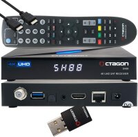 OCTAGON SX88 4K UHD S2+IP Multistream SAT Receiver + 300 Mbits Wifi Stick