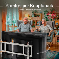 EasyLife TV Wandhalterung 2. Generation elektrisch schwenkbar mit Auto Drive-out Funktion | Anti-Kollision | Ultra-Slim 56 mm | 32–75 Zoll | 50 kg | Weiß