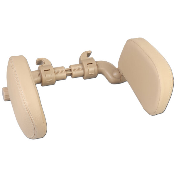 EasyTravel ergonomisches Auto Reise Kopfkissen - Kunstleder beige / Doppelnaht beige