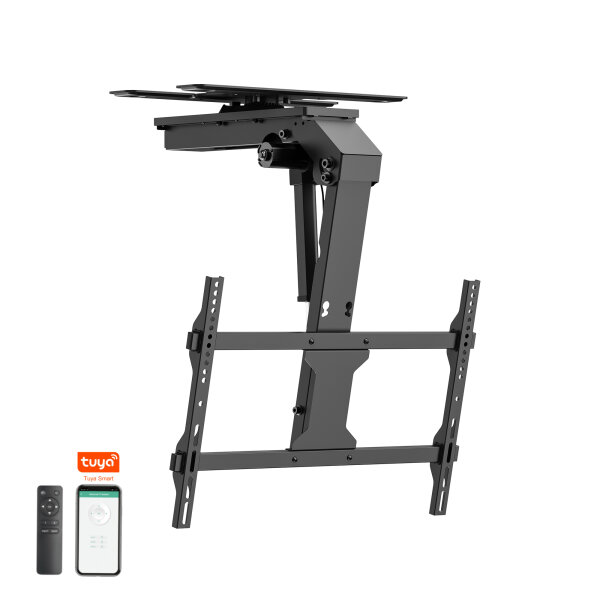 EasyLife - TV Deckenhalter V2 Smart Home elektrisch schwenkbar und drehbar, 37 bis 75 Zoll, VESA bis 600x400 (schwarz)