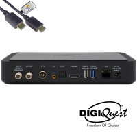 TiVuSat Smartcard Schwarz + DIGIQuest Q99 4K UHD H.265 S2+T2 Combo Receiver - tivùsat zertifiziert (nicht aktiviert), HEVC HDR, Rai Mediaset LA7, PVR ready, LAN, inkl. HDMI Kabel