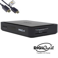 TiVuSat Smartcard Schwarz + DIGIQuest Q99 4K UHD H.265 S2+T2 Combo Receiver - tivùsat zertifiziert (bereits aktiviert), HEVC HDR, Rai Mediaset LA7, PVR ready, LAN, inkl. HDMI Kabel
