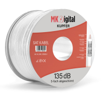 MK-Digital SAT Koaxialkabel 100m Weiß 135dB |...