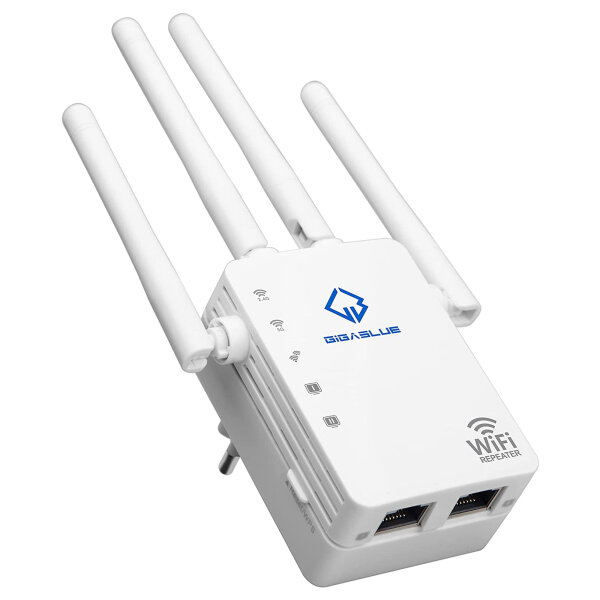 GigaBlue Ultra 1200Mbps 2.4 & 5 GHz Dual Band AC1200 WLAN Repeater mit 4x 3dBi Antennen